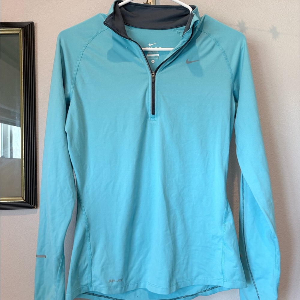 Nike Women's Aqua Blue Quarter-Zip Athletic Pullover
